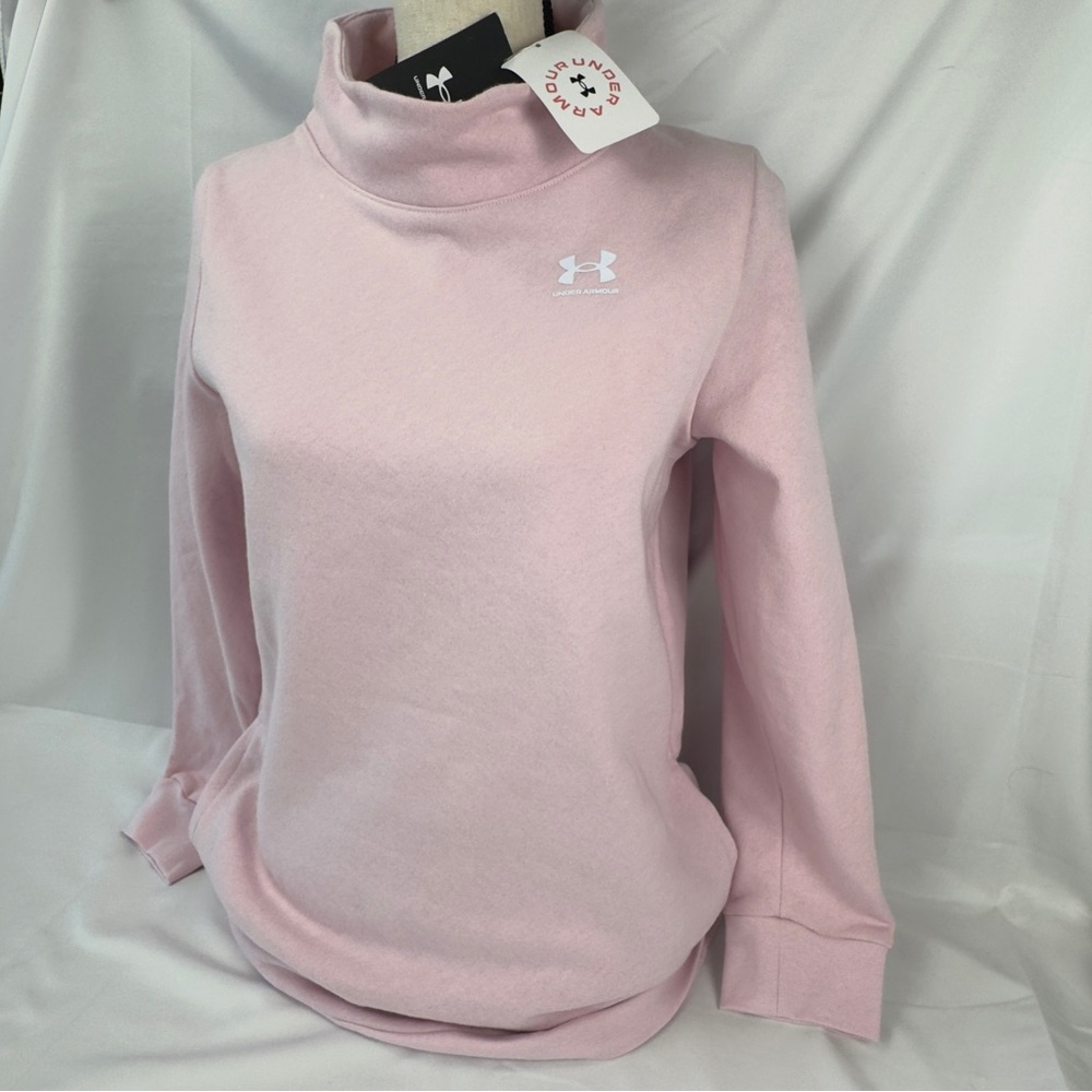 NWT. Under Armour Light Pink Rival Fleece Funnel Tunic Top. Very cool!  YXL.